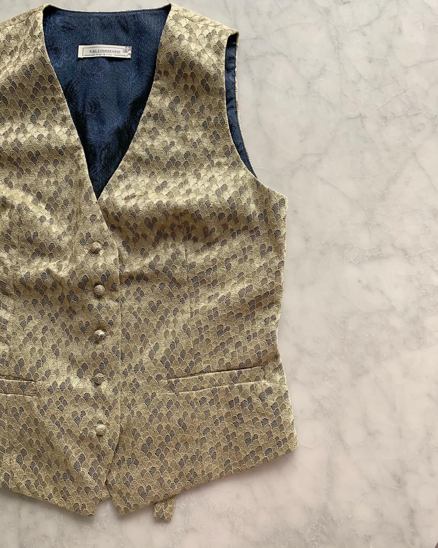 Bronze Mermaid Scale Lace Button-up Waistcoat