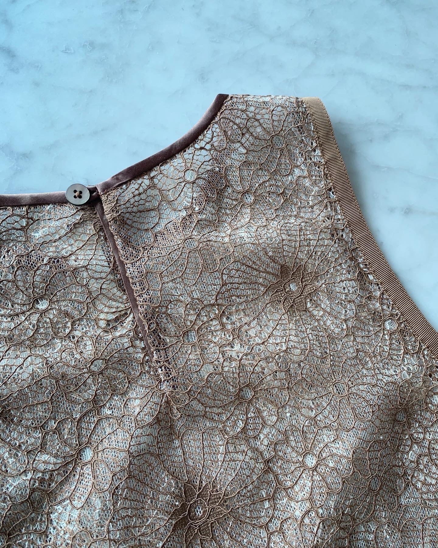 Double Layers Intricate Lace Vest BROWN HKD1300