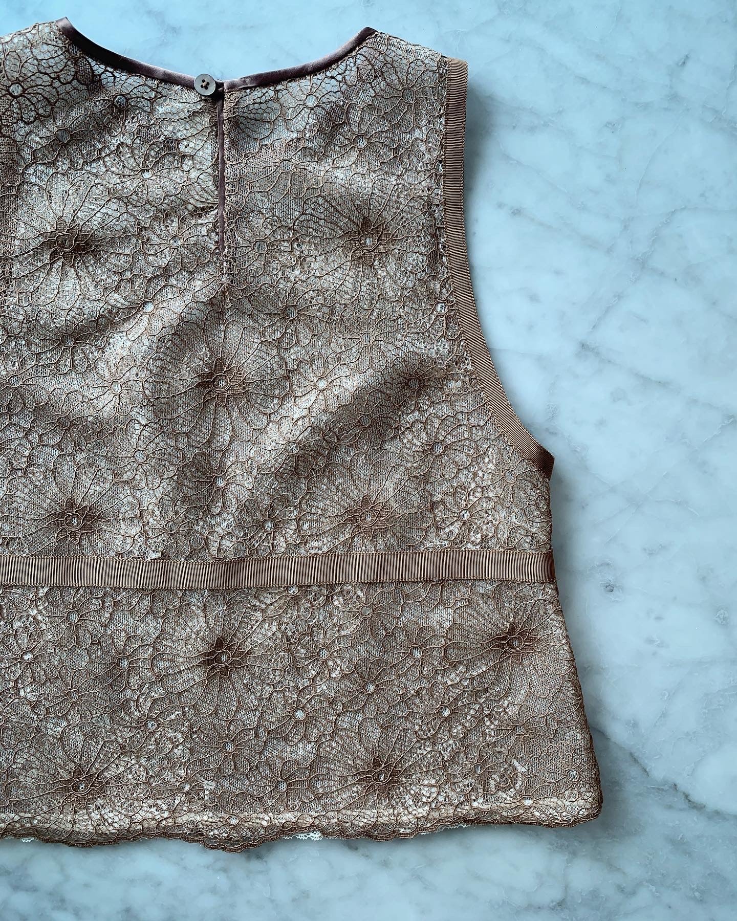Double Layers Intricate Lace Vest BROWN HKD1300
