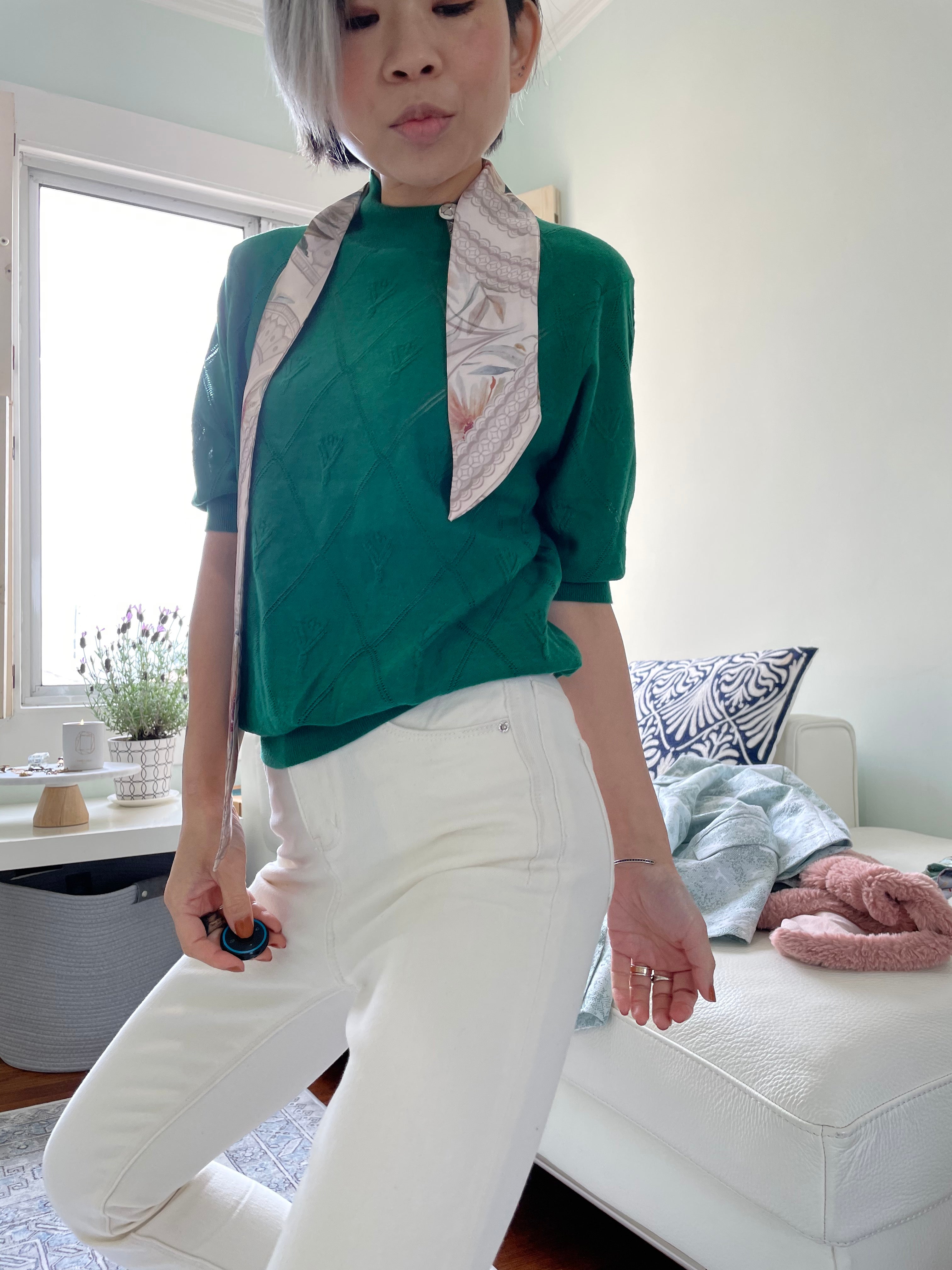 Jacquard Knit with Button Detail backing (green) 590 HKD