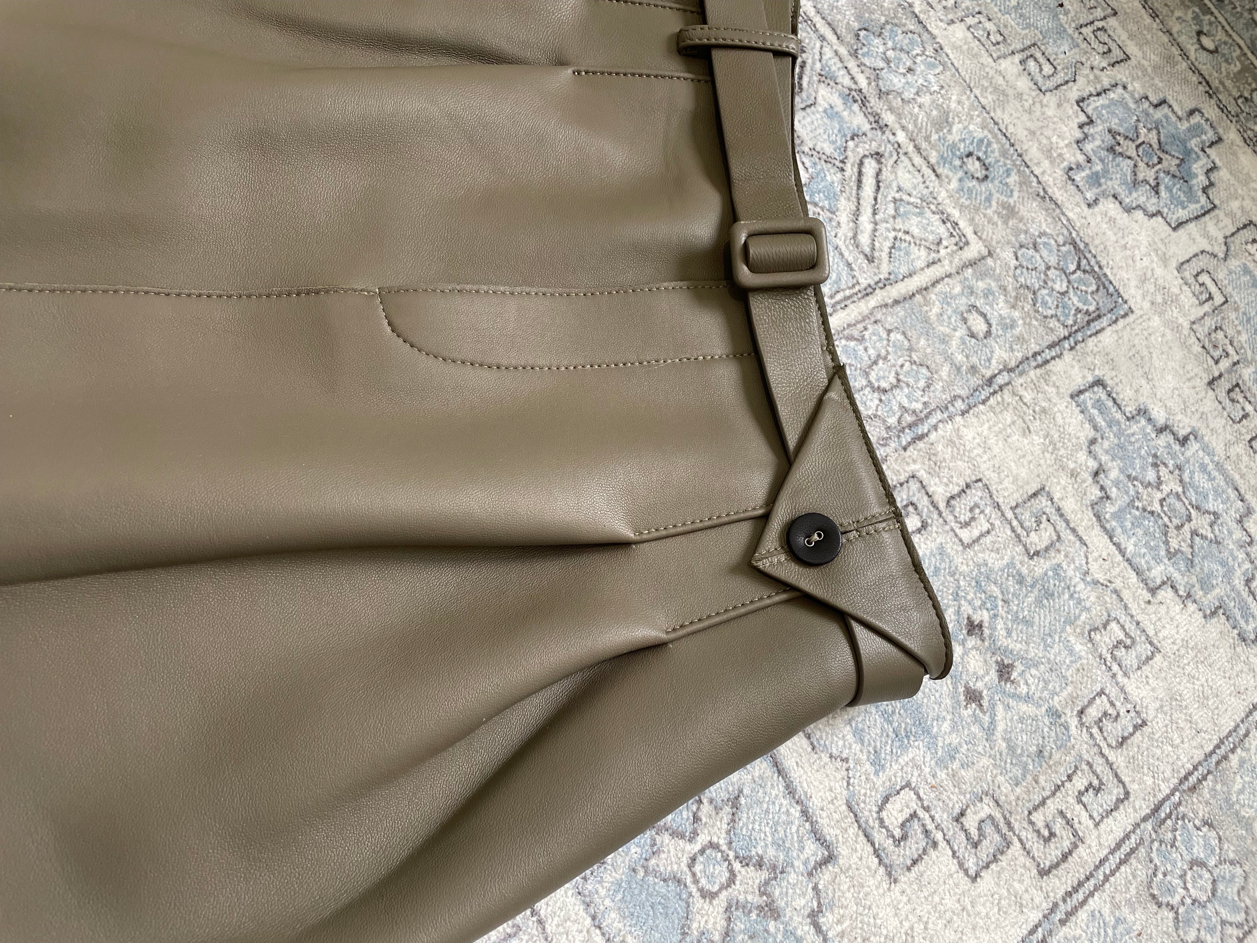 Genuine Leather Olive grey Bubble Skirt 1180HKD